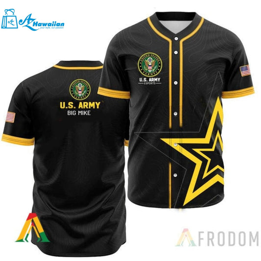 Black US Army Veteran Baseball Jersey