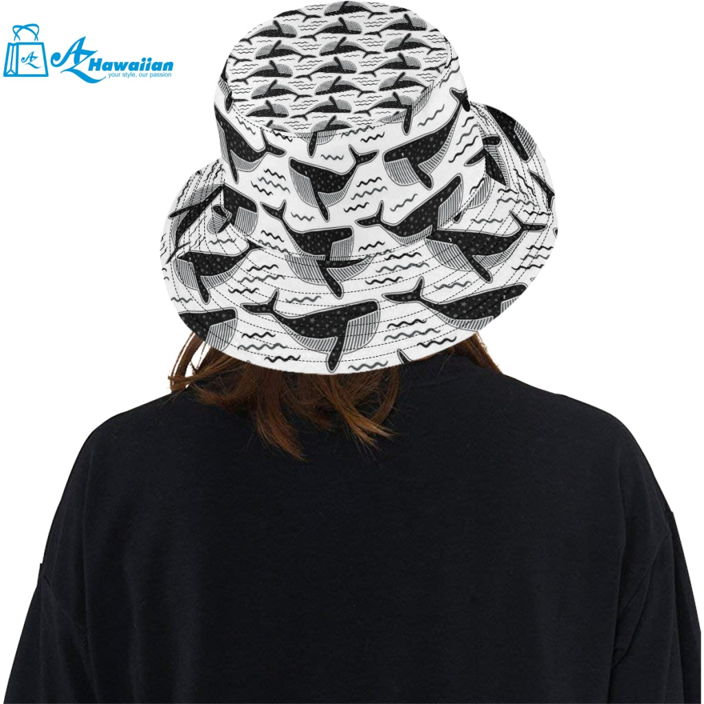 Black whale pattern Unisex Bucket Hat