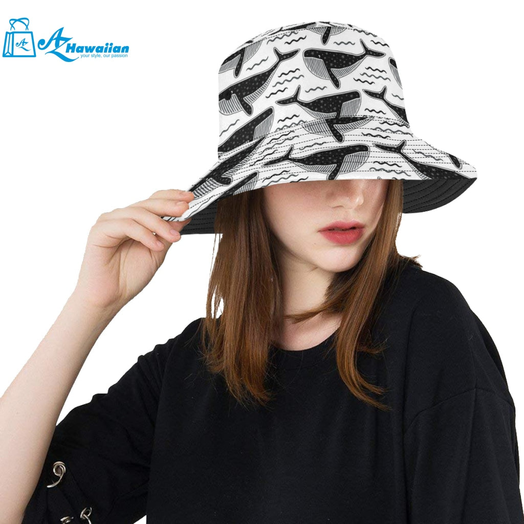 Black whale pattern Unisex Bucket Hat