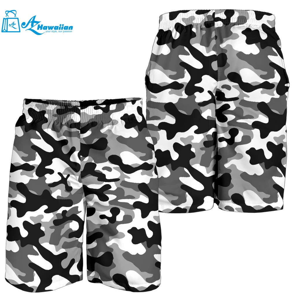 Black White Camo Camouflage Pattern Men Shorts