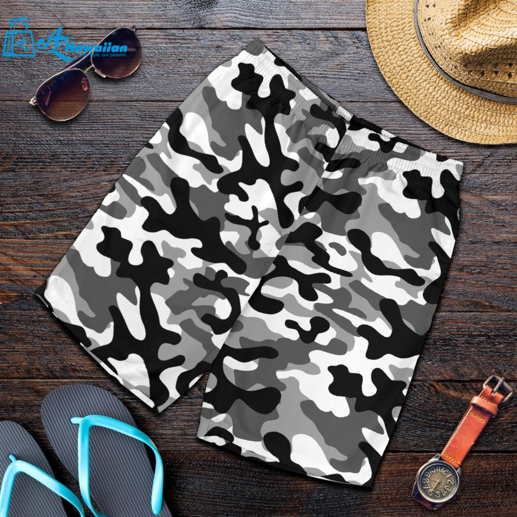 Black White Camo Camouflage Pattern Men Shorts