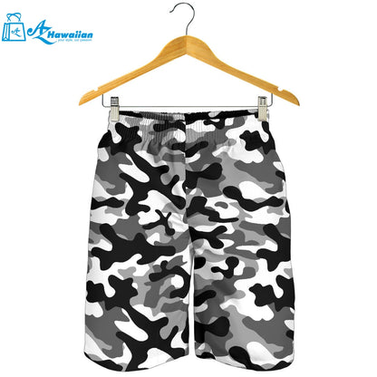 Black White Camo Camouflage Pattern Men Shorts