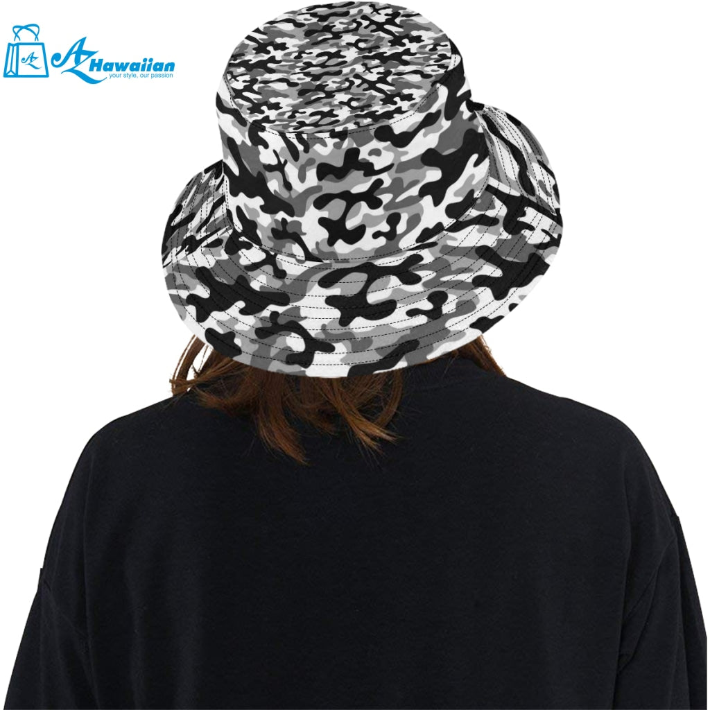 Black white camouflage pattern Unisex Bucket Hat