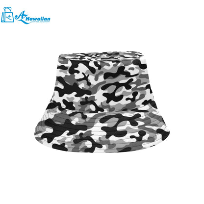 Black white camouflage pattern Unisex Bucket Hat