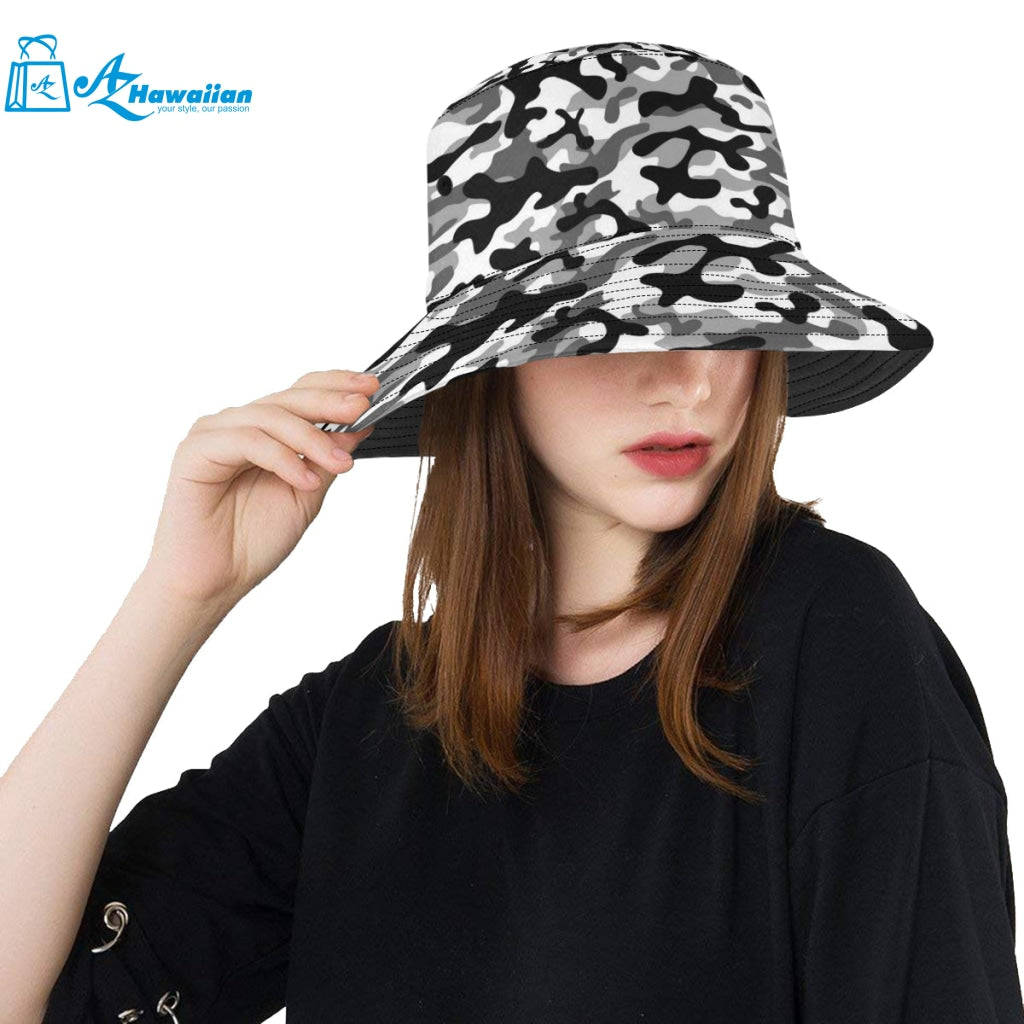 Black white camouflage pattern Unisex Bucket Hat