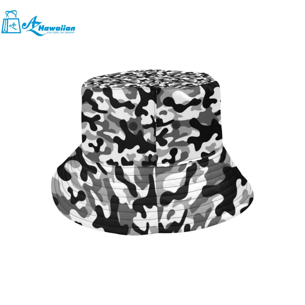 Black white camouflage pattern Unisex Bucket Hat