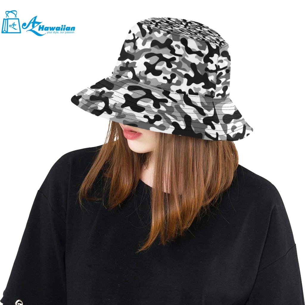 Black white camouflage pattern Unisex Bucket Hat