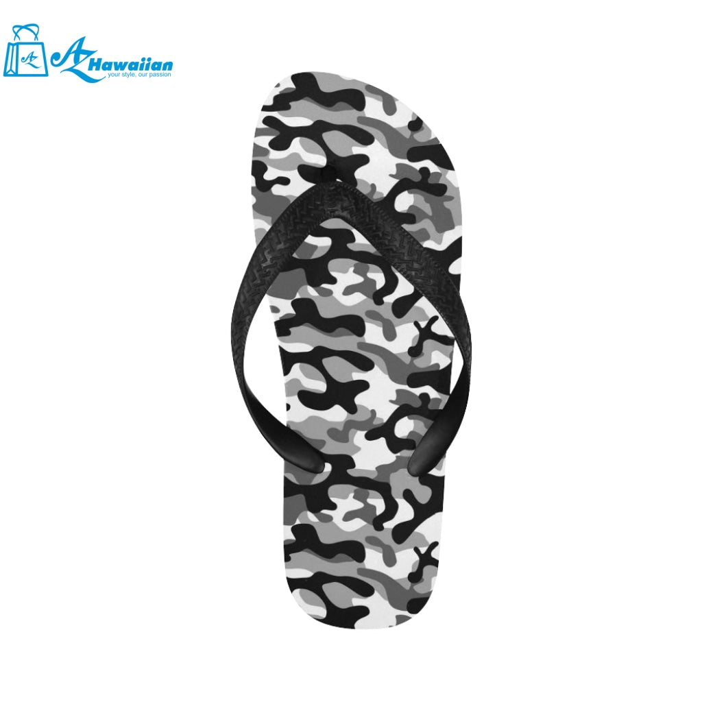 Black white camouflage pattern Unisex Flip Flops