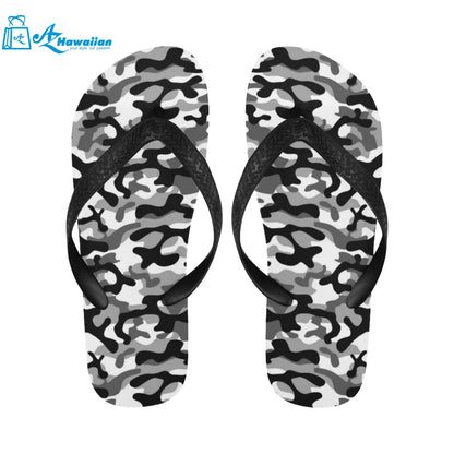 Black white camouflage pattern Unisex Flip Flops