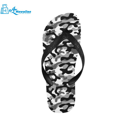 Black white camouflage pattern Unisex Flip Flops