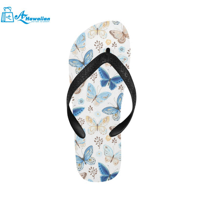 blue butterfly pattern Unisex Flip Flops