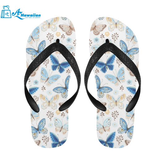 blue butterfly pattern Unisex Flip Flops