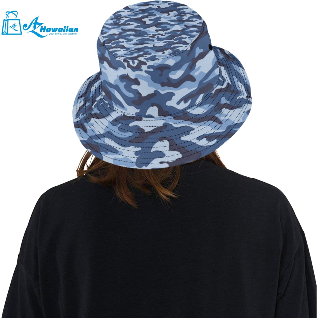 Blue camouflage pattern Unisex Bucket Hat