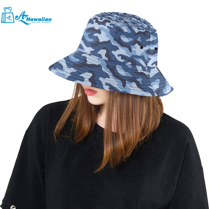 Blue camouflage pattern Unisex Bucket Hat