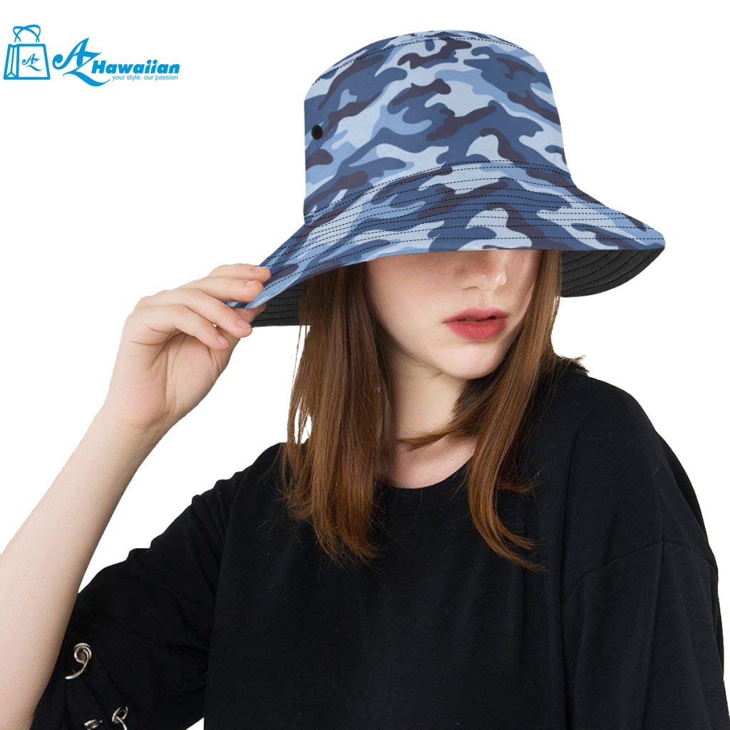 Blue camouflage pattern Unisex Bucket Hat