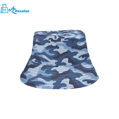 Blue camouflage pattern Unisex Bucket Hat