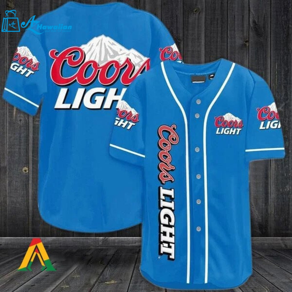 Blue Coors Light Beer Baseball Jersey