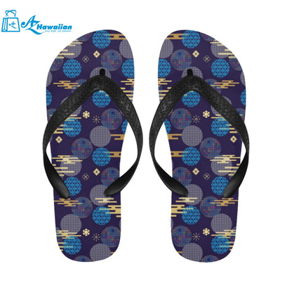 Blue japanese pattern cloud wave flower Unisex Flip Flops