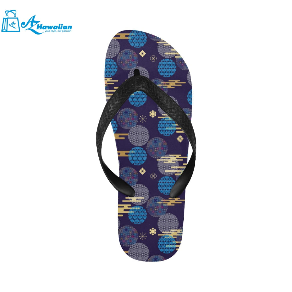 Blue japanese pattern cloud wave flower Unisex Flip Flops