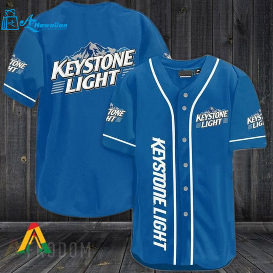 Blue Keystone Light Baseball Jersey