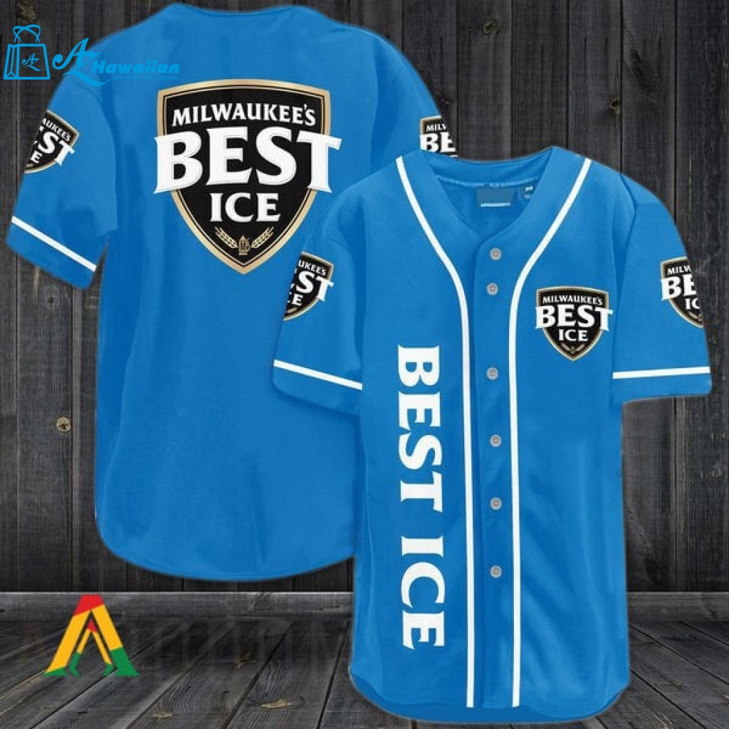 Blue Milwaukee's Best Ice Baseball Jersey