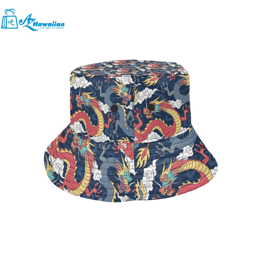 Blue red dragon cloud pattern Unisex Bucket Hat