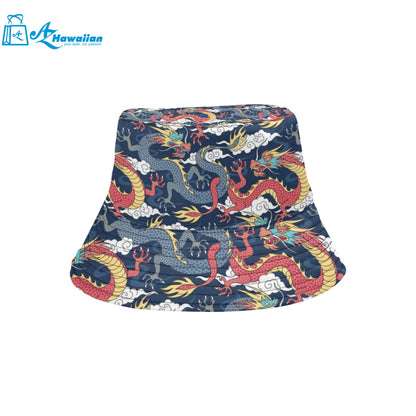 Blue red dragon cloud pattern Unisex Bucket Hat