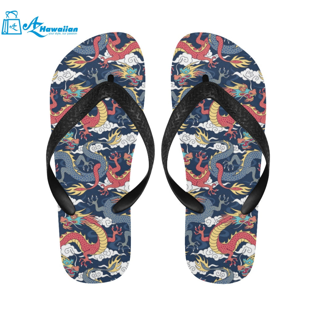 Blue red dragon cloud pattern Unisex Flip Flops