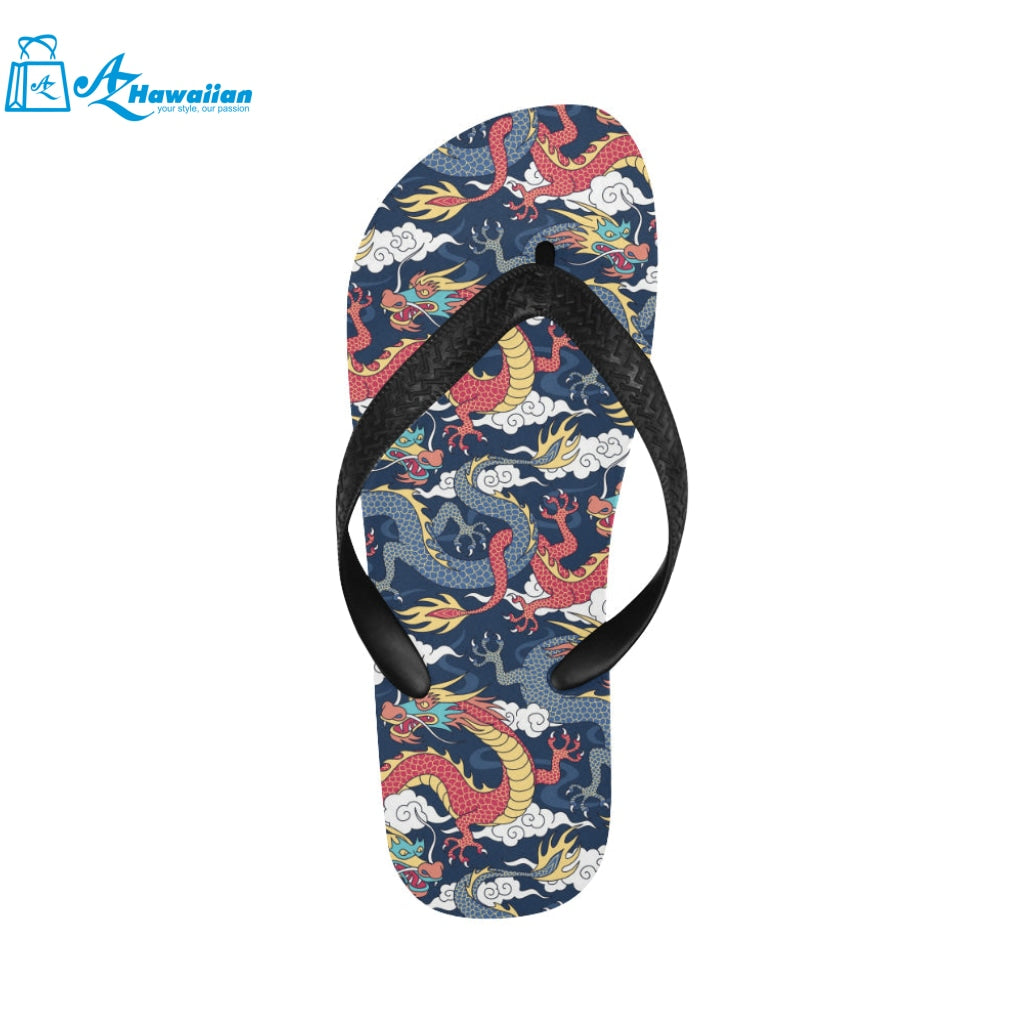 Blue red dragon cloud pattern Unisex Flip Flops