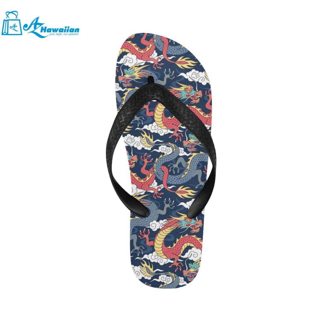 Blue red dragon cloud pattern Unisex Flip Flops