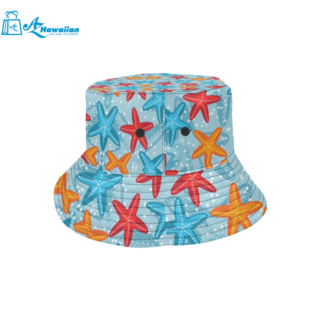 Blue red orange starfish pattern Unisex Bucket Hat