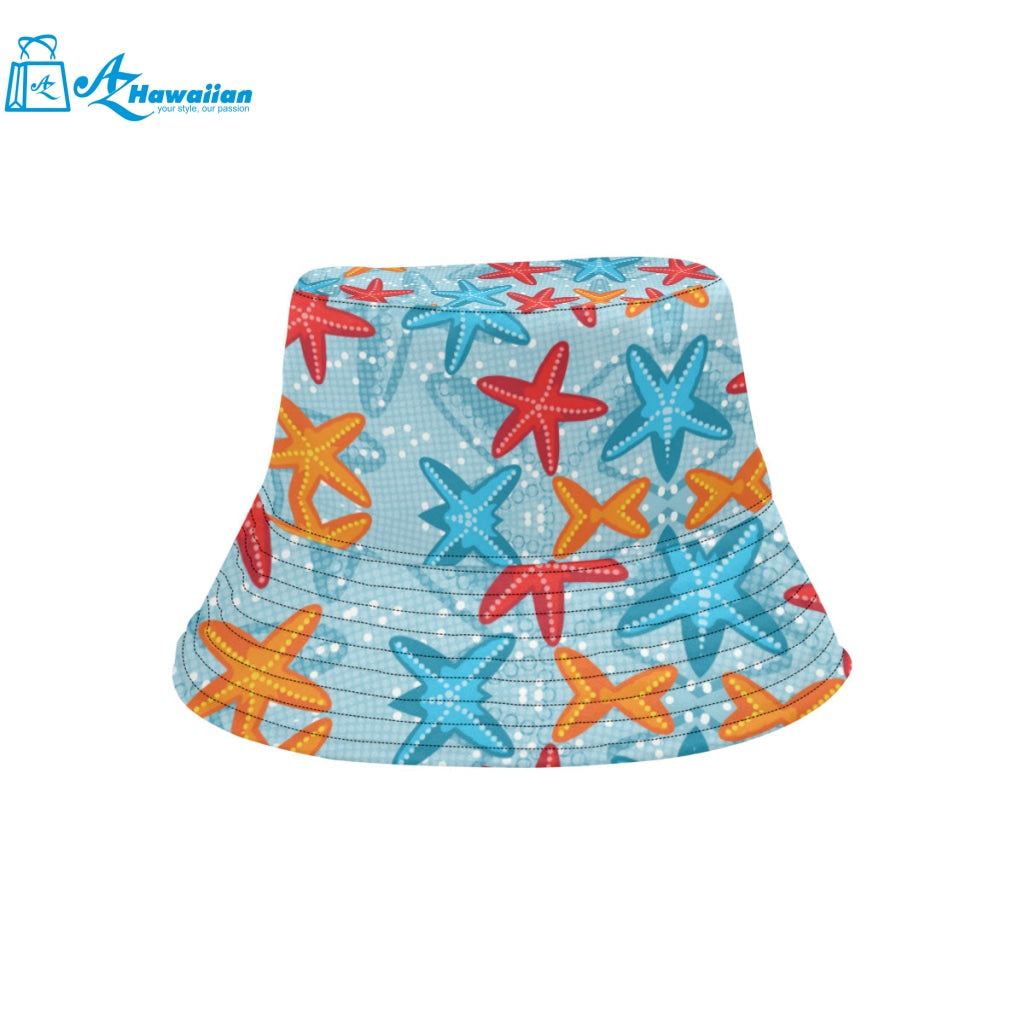 Blue red orange starfish pattern Unisex Bucket Hat