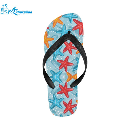 Blue red orange starfish pattern Unisex Flip Flops