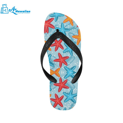 Blue red orange starfish pattern Unisex Flip Flops