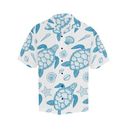 Blue Sea Turtle Pattern Hawaiian Shirt