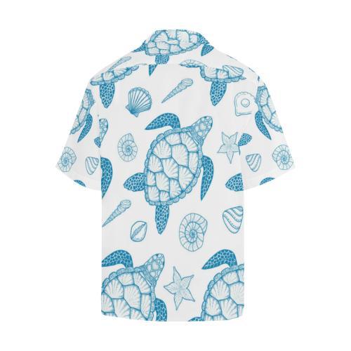 Blue Sea Turtle Pattern Hawaiian Shirt