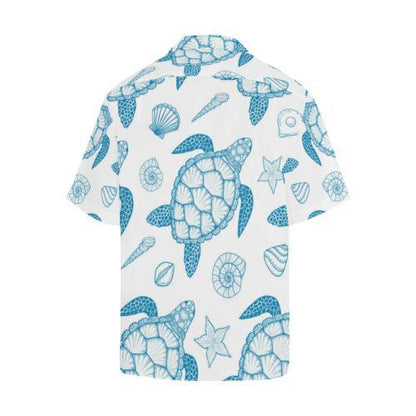 Blue Sea Turtle Pattern Hawaiian Shirt