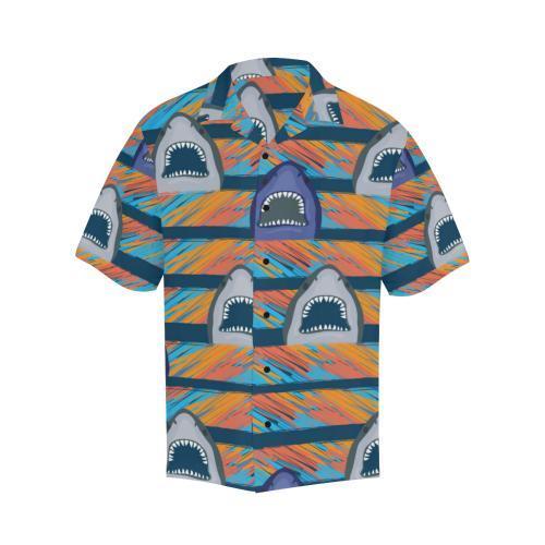 Blue Shark Pattern Hawaiian Shirt