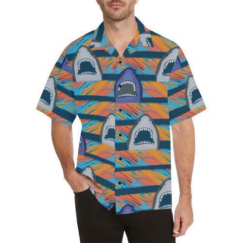 Blue Shark Pattern Hawaiian Shirt