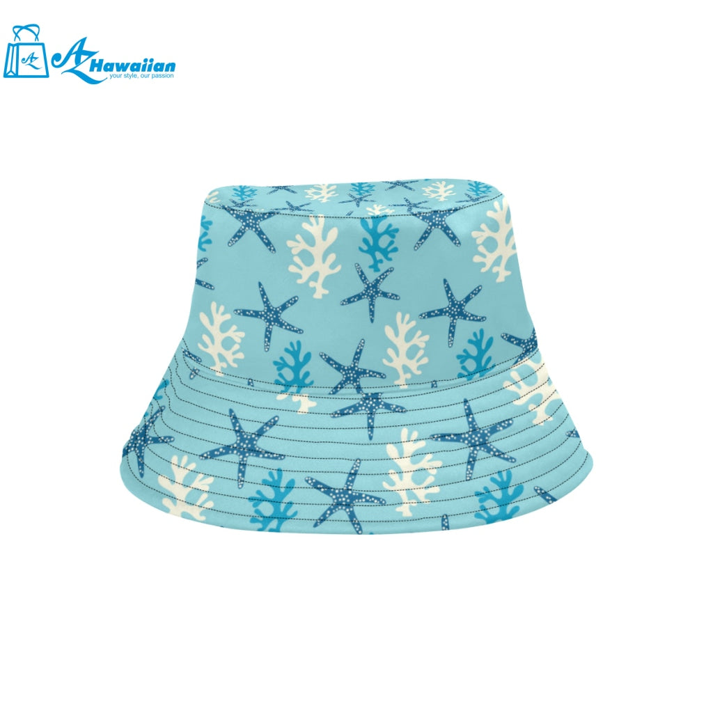 Blue starfish coral reef pattern Unisex Bucket Hat