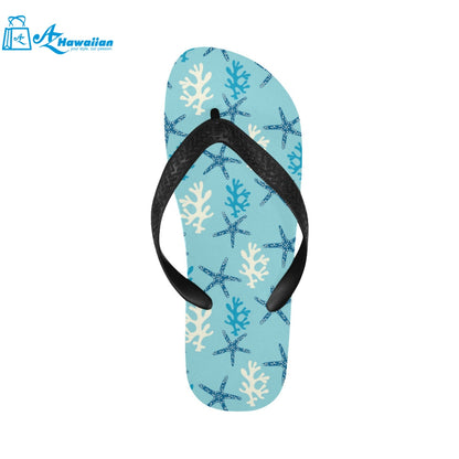 Blue starfish coral reef pattern Unisex Flip Flops