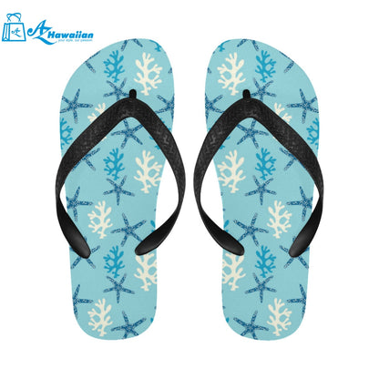 Blue starfish coral reef pattern Unisex Flip Flops