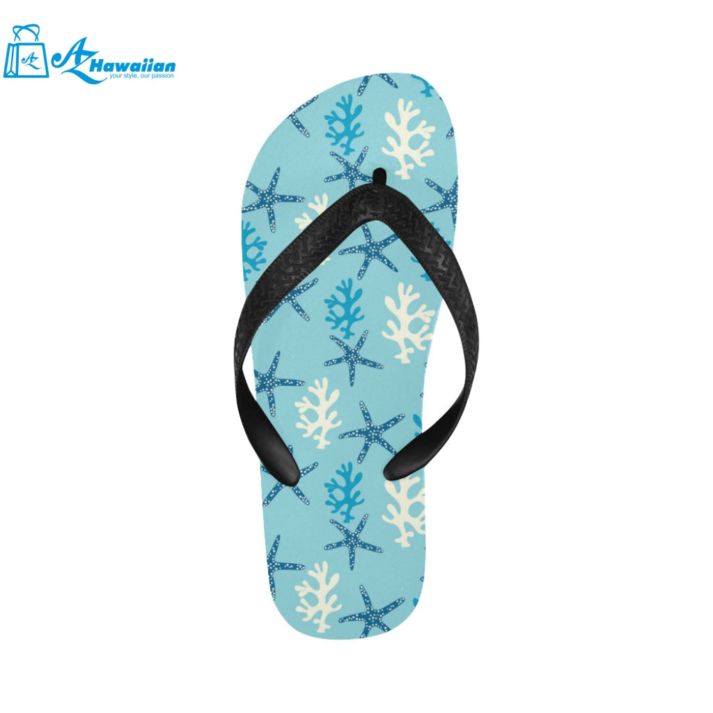 Blue starfish coral reef pattern Unisex Flip Flops