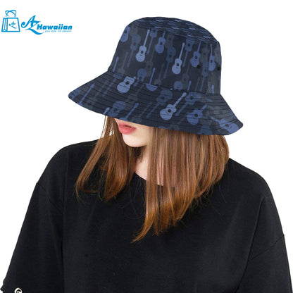 Blue Theme guitar pattern Unisex Bucket Hat