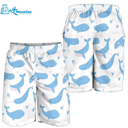 Blue Whale Pattern Men Shorts