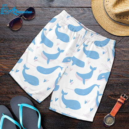 Blue Whale Pattern Men Shorts