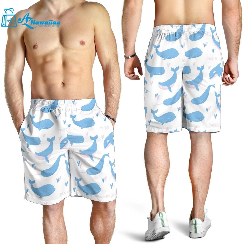 Blue Whale Pattern Men Shorts