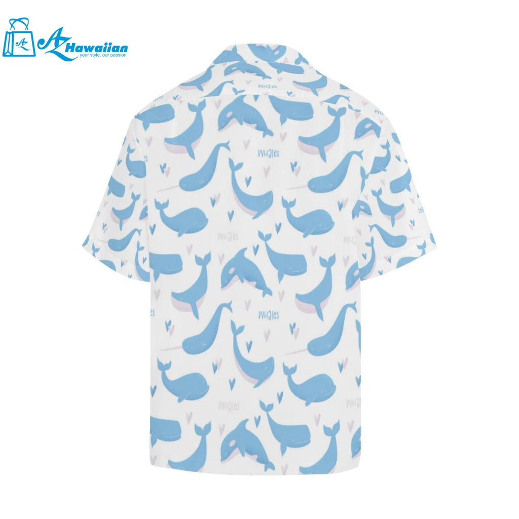 Blue Whale Pattern Mens All Over Print Hawaiian Shirt