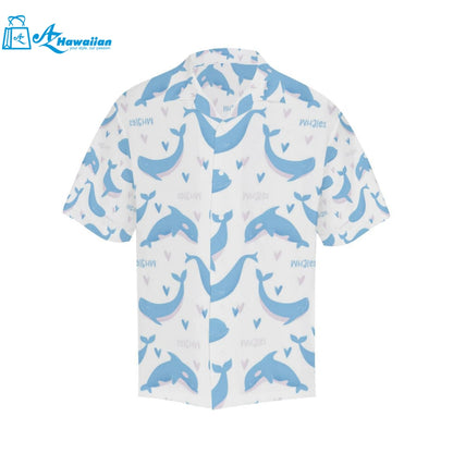 Blue Whale Pattern Mens All Over Print Hawaiian Shirt