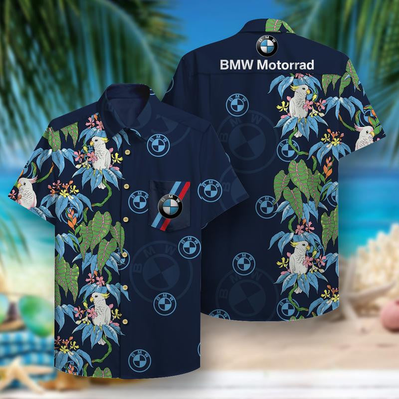 BMW Motorrad Pattern Hawaiian Graphic Print Short Sleeve 